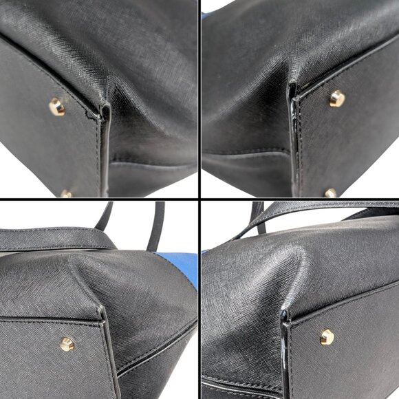 DKNY Blue Black Color Block PVC Bryant Park Large Lined Tote Bag - Picture 5 of 9